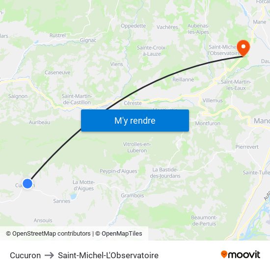 Cucuron to Saint-Michel-L'Observatoire map