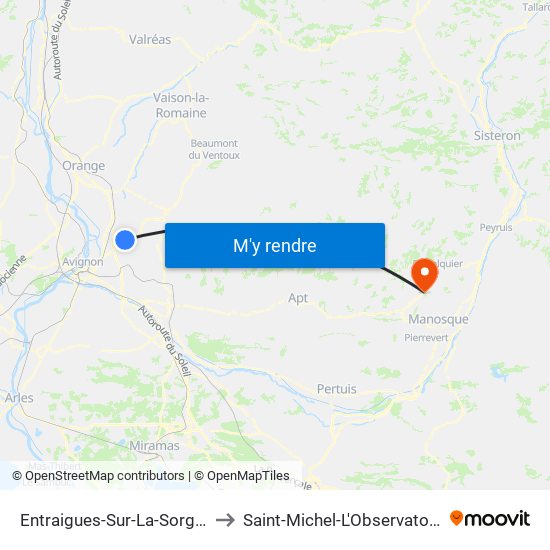 Entraigues-Sur-La-Sorgue to Saint-Michel-L'Observatoire map