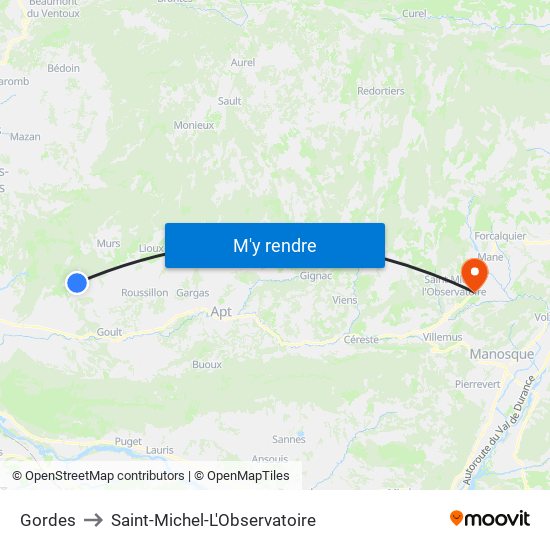 Gordes to Saint-Michel-L'Observatoire map
