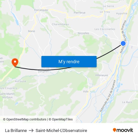 La Brillanne to Saint-Michel-L'Observatoire map