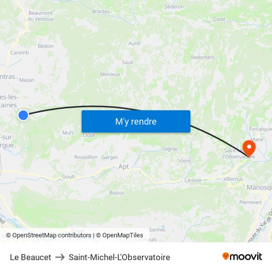 Le Beaucet to Saint-Michel-L'Observatoire map