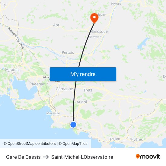 Gare De Cassis to Saint-Michel-L'Observatoire map