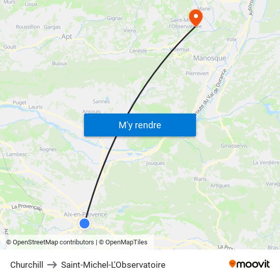 Churchill to Saint-Michel-L'Observatoire map