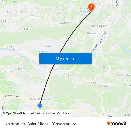 Krypton to Saint-Michel-L'Observatoire map