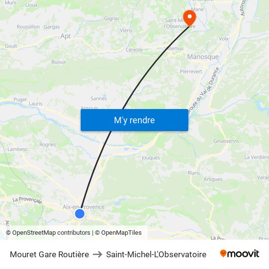 Mouret Gare Routière to Saint-Michel-L'Observatoire map