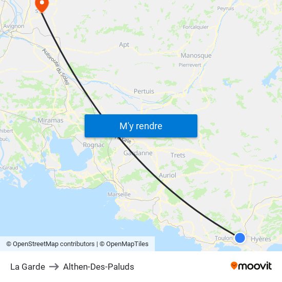 La Garde to Althen-Des-Paluds map