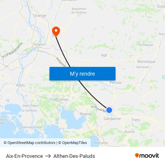 Aix-En-Provence to Althen-Des-Paluds map