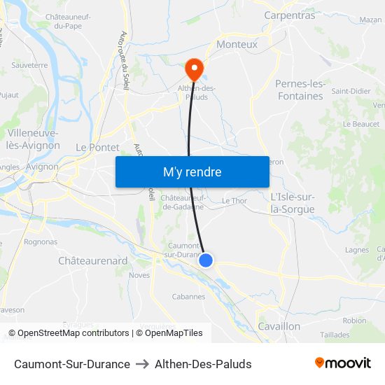 Caumont-Sur-Durance to Althen-Des-Paluds map