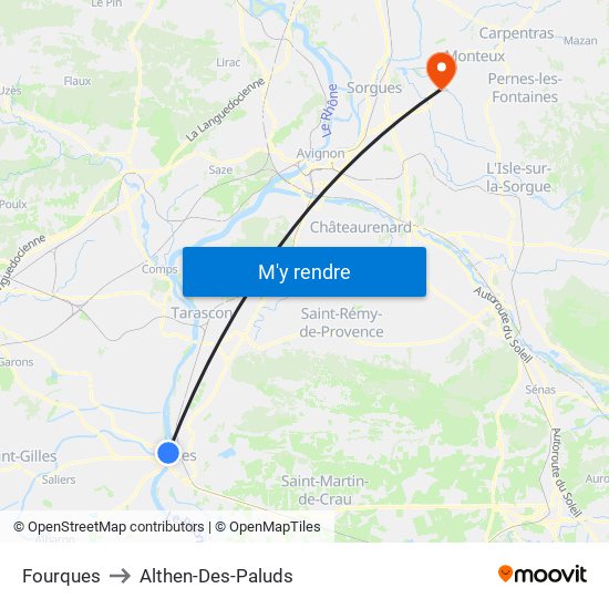 Fourques to Althen-Des-Paluds map