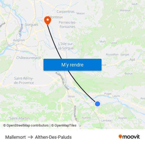 Mallemort to Althen-Des-Paluds map