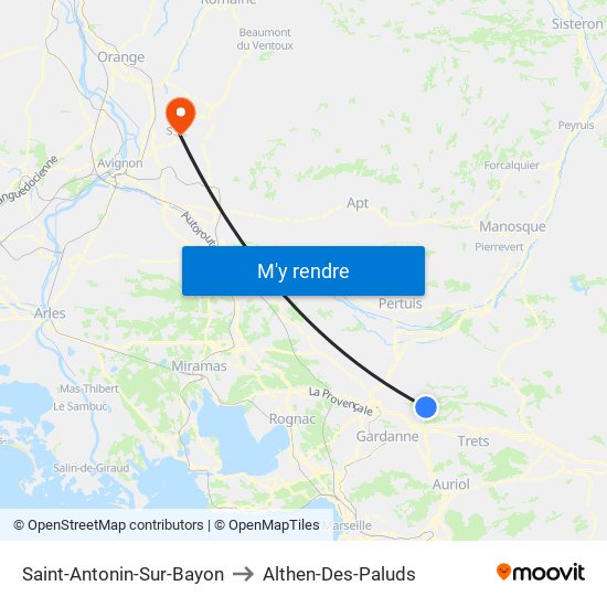 Saint-Antonin-Sur-Bayon to Althen-Des-Paluds map