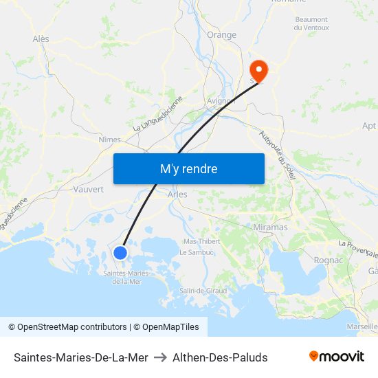 Saintes-Maries-De-La-Mer to Althen-Des-Paluds map