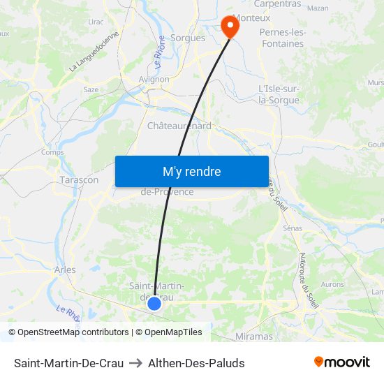 Saint-Martin-De-Crau to Althen-Des-Paluds map