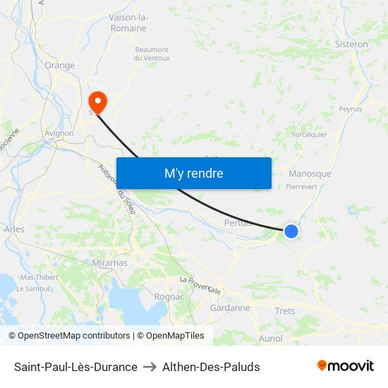 Saint-Paul-Lès-Durance to Althen-Des-Paluds map
