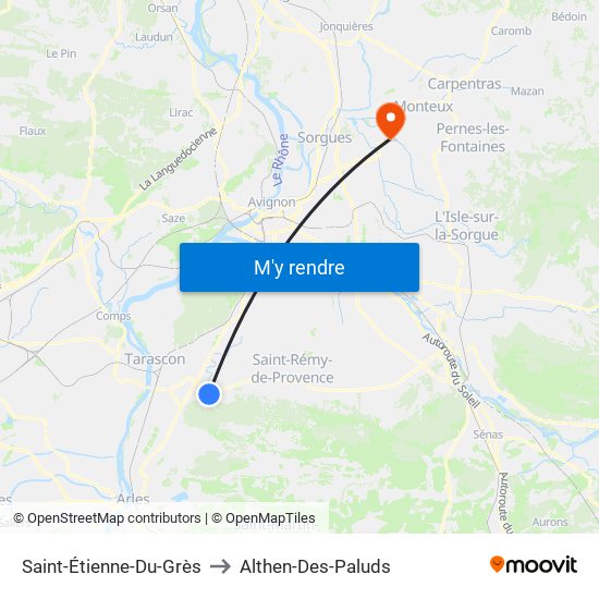 Saint-Étienne-Du-Grès to Althen-Des-Paluds map