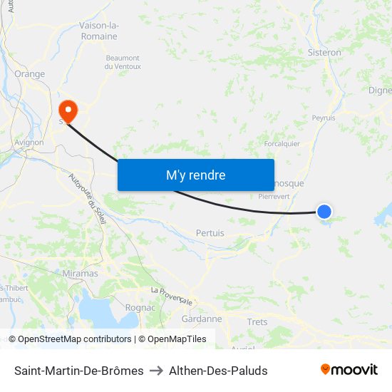Saint-Martin-De-Brômes to Althen-Des-Paluds map