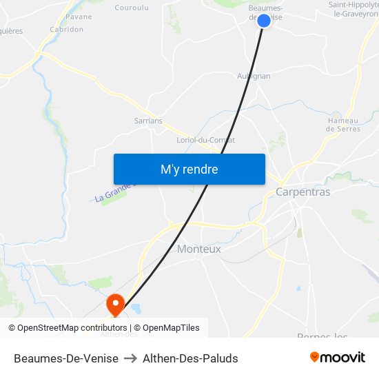 Beaumes-De-Venise to Althen-Des-Paluds map