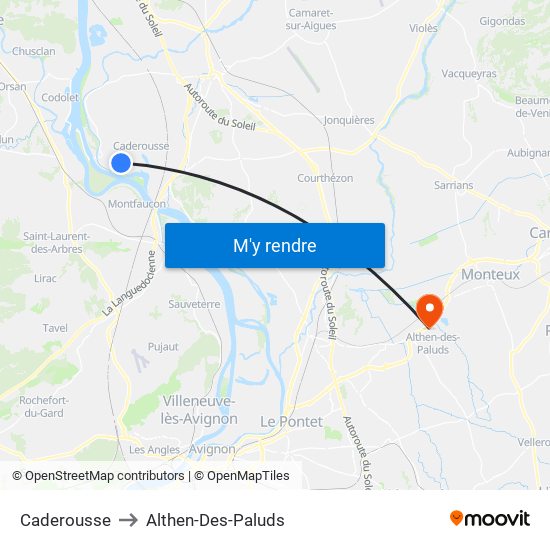 Caderousse to Althen-Des-Paluds map