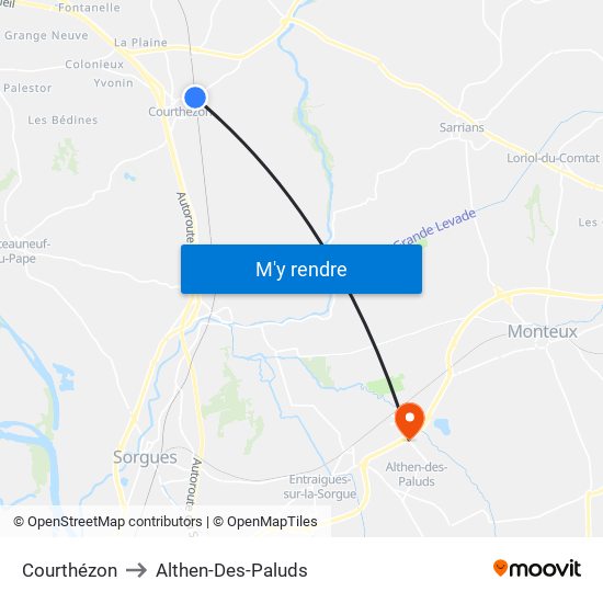 Courthézon to Althen-Des-Paluds map