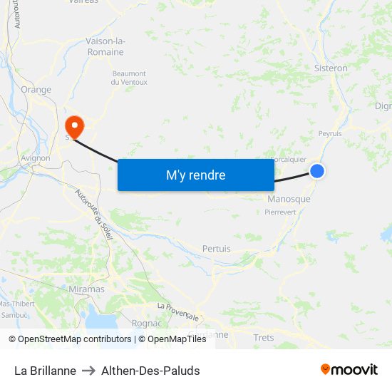 La Brillanne to Althen-Des-Paluds map