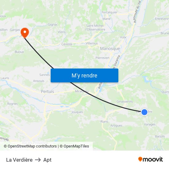 La Verdière to Apt map