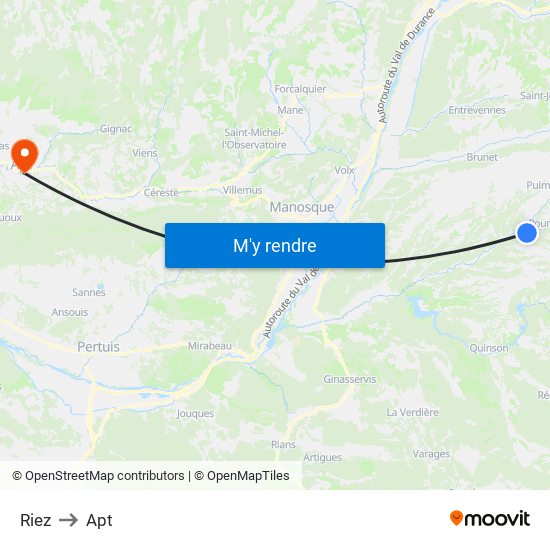 Riez to Apt map