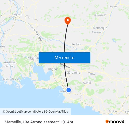Marseille, 13e Arrondissement to Apt map