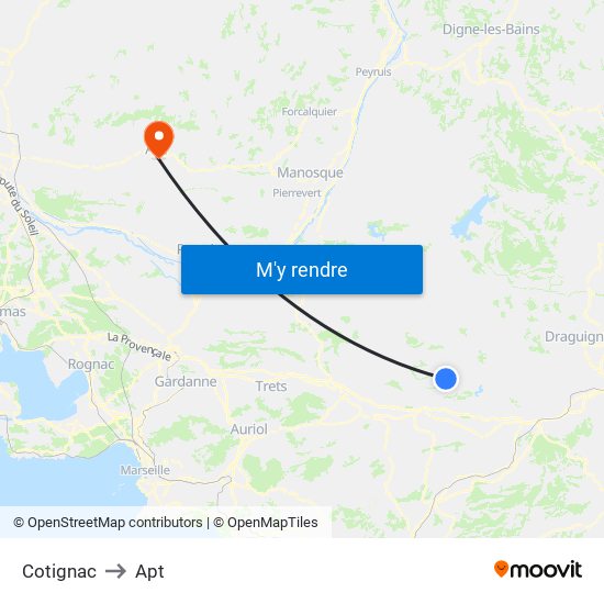 Cotignac to Apt map