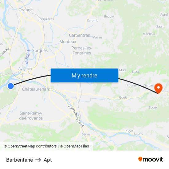 Barbentane to Apt map