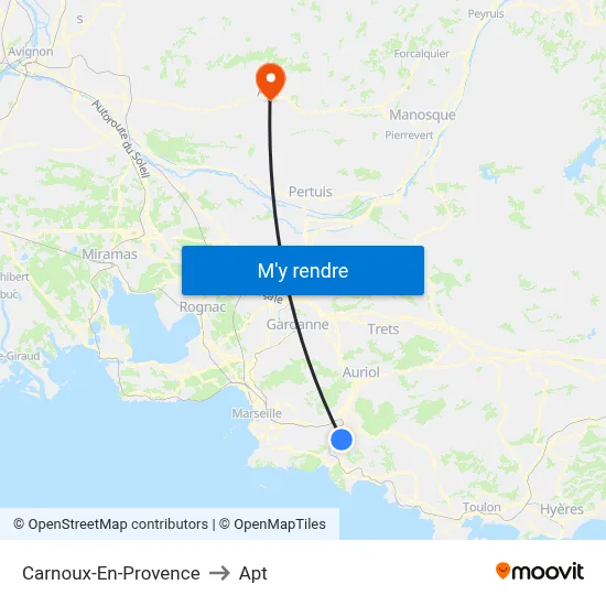 Carnoux-En-Provence to Apt map