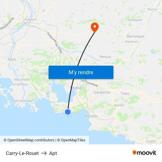 Carry-Le-Rouet to Apt map