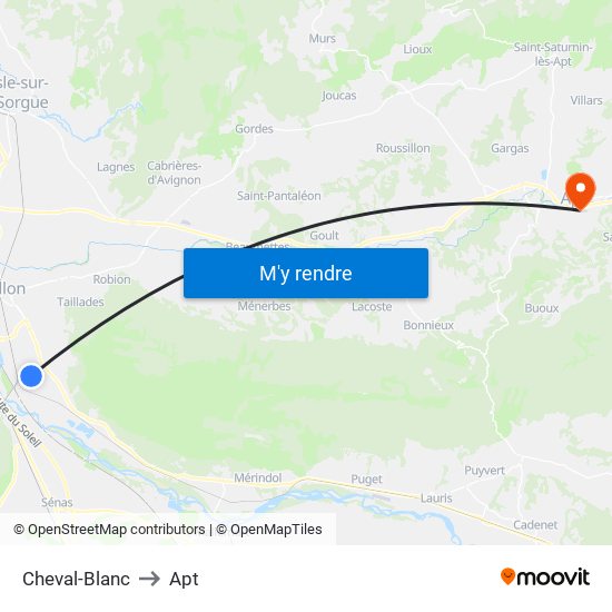 Cheval-Blanc to Apt map