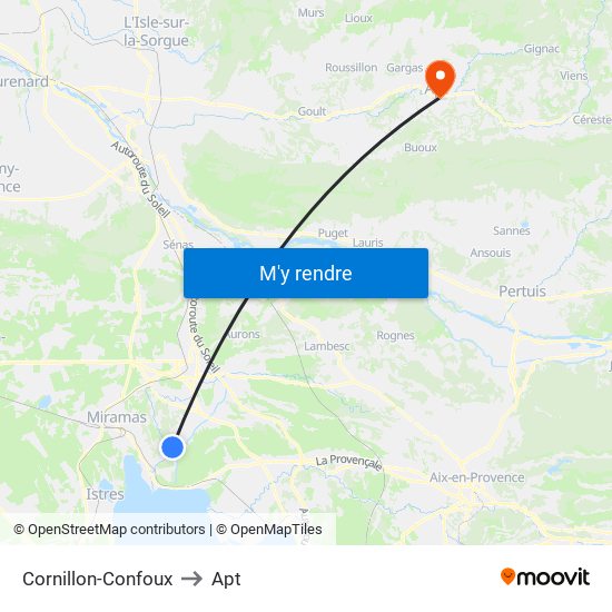 Cornillon-Confoux to Apt map