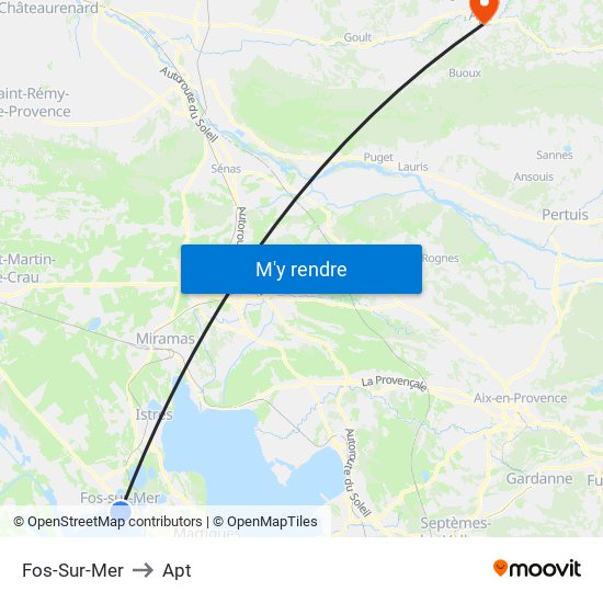Fos-Sur-Mer to Apt map