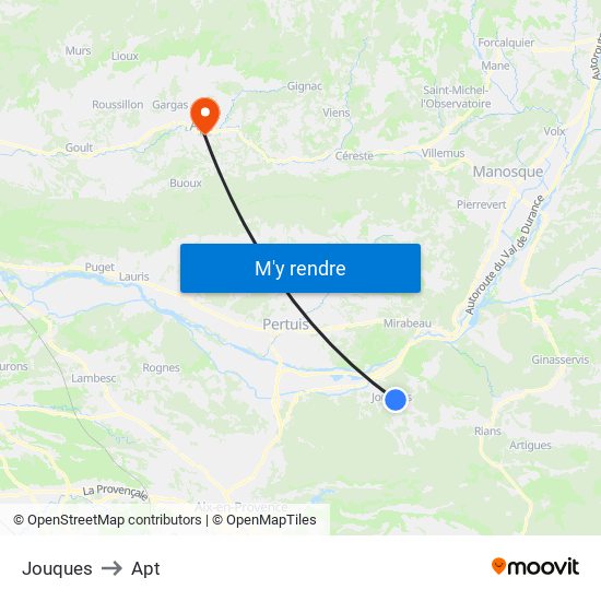 Jouques to Apt map
