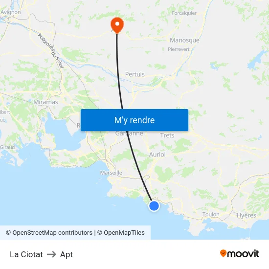 La Ciotat to Apt map
