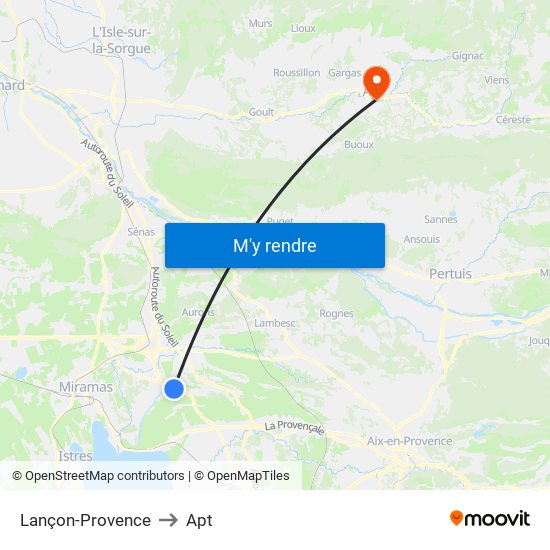 Lançon-Provence to Apt map