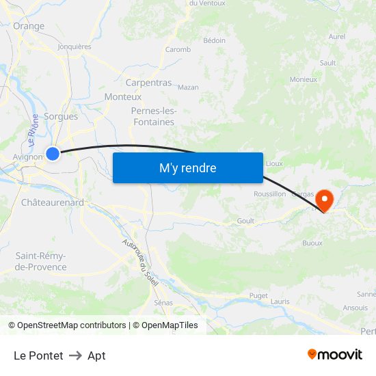 Le Pontet to Apt map