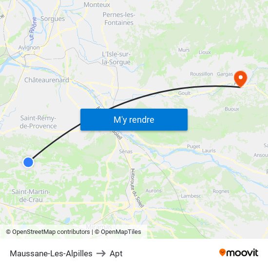 Maussane-Les-Alpilles to Apt map