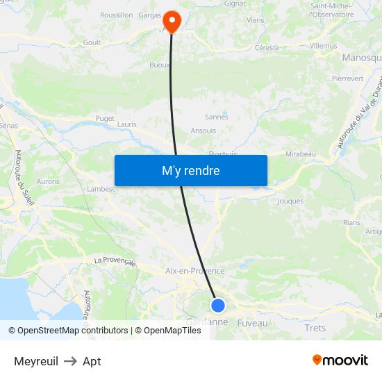 Meyreuil to Apt map