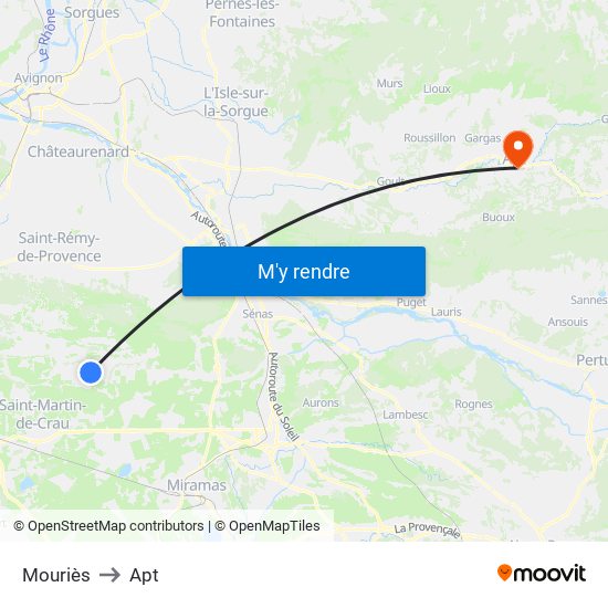 Mouriès to Apt map