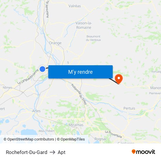 Rochefort-Du-Gard to Apt map