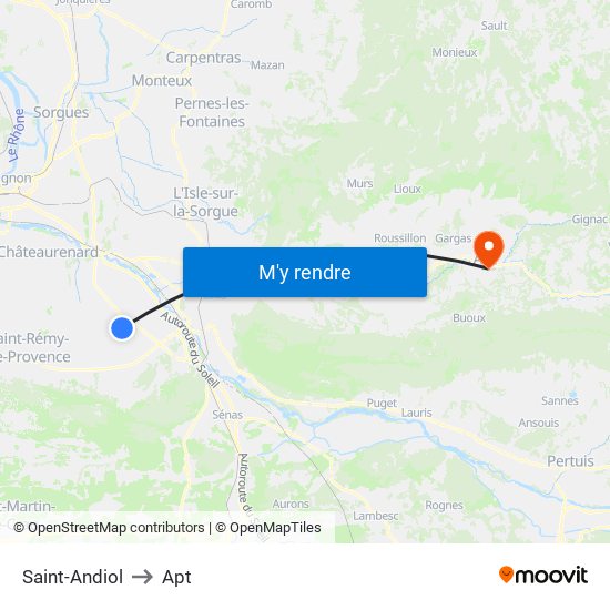 Saint-Andiol to Apt map