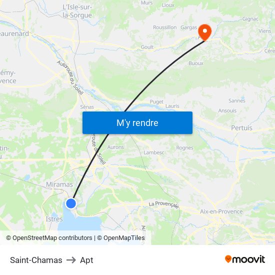 Saint-Chamas to Apt map