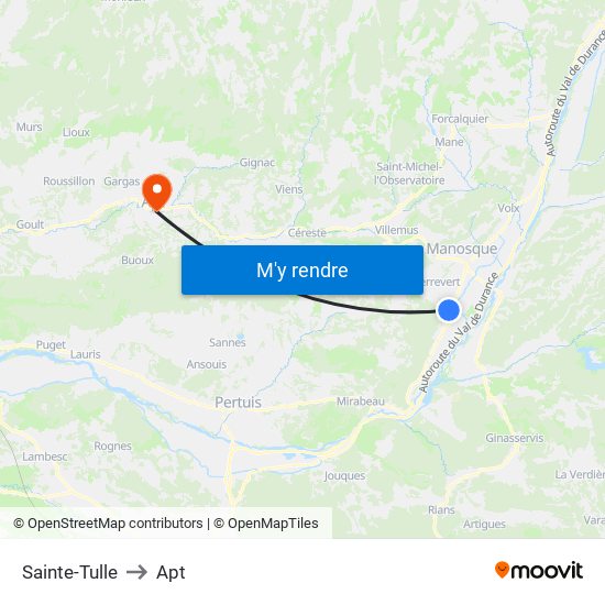 Sainte-Tulle to Apt map