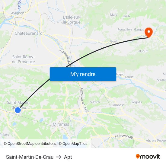 Saint-Martin-De-Crau to Apt map