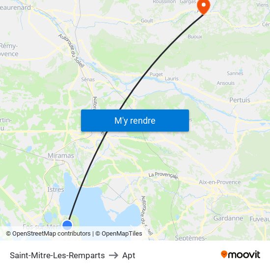 Saint-Mitre-Les-Remparts to Apt map