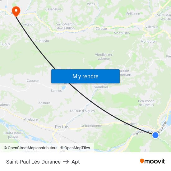 Saint-Paul-Lès-Durance to Apt map