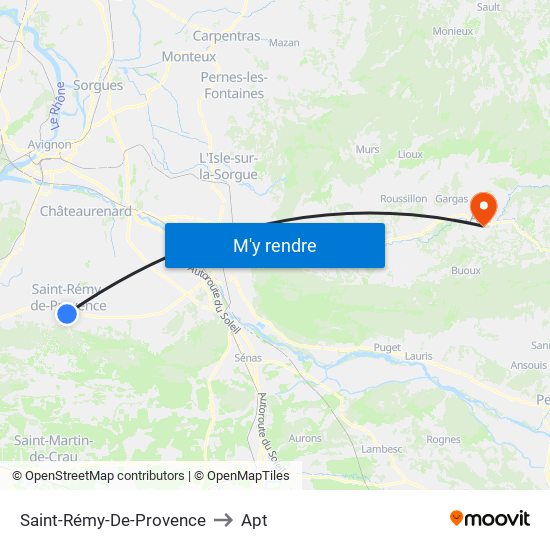 Saint-Rémy-De-Provence to Apt map
