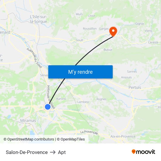 Salon-De-Provence to Apt map